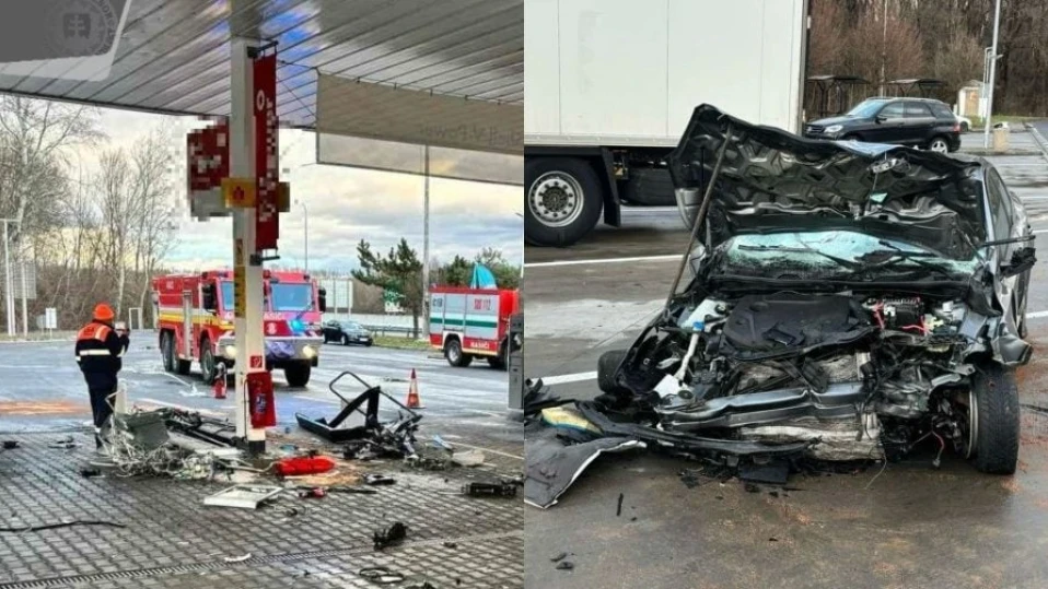 Атентат? Разследват българин, забил колата си в бензиностанция в Словакия (ВИДЕО, СНИМКИ)