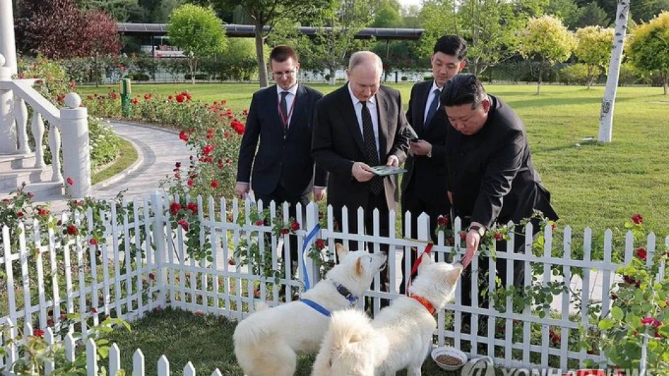 Ким Чен Ун подари на Владимир Путин две кучета, портрет и бюст