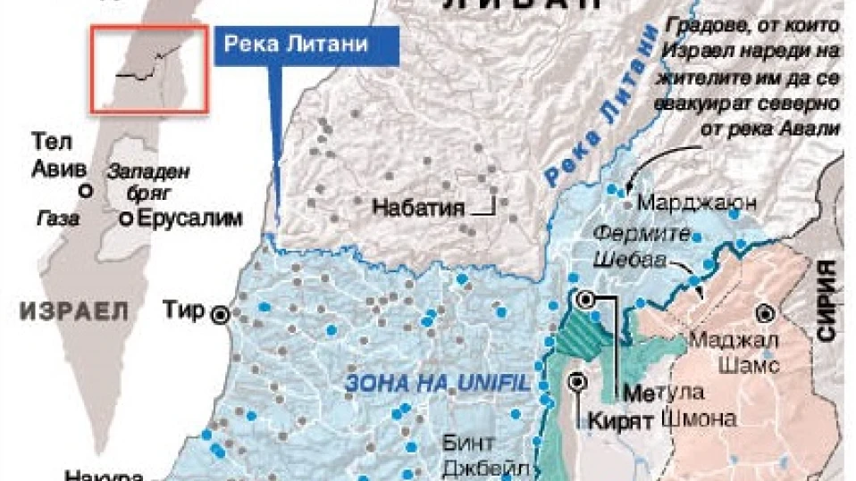 Прекратяване на огъня между Израел и „Хизбула“ (ИНФОГРАФИКА)