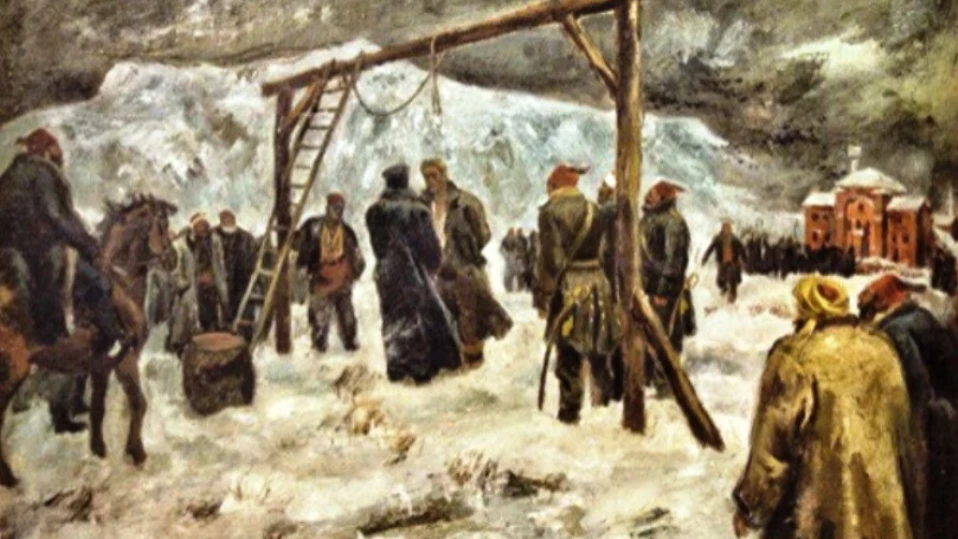 Обесването на Левски - худ. Борис Ангелушев, 1942 г.