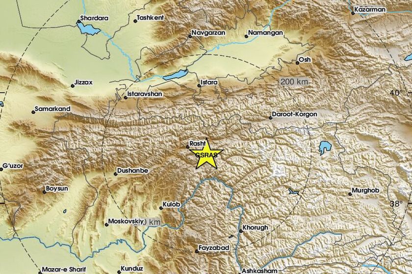 Силно земетресение е станало в Таджикистан тази сутрин съобщава Европейско средиземноморският