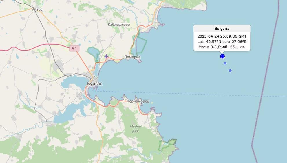 Няколко земетресения бяха регистрирани в района на Несебър като най силното