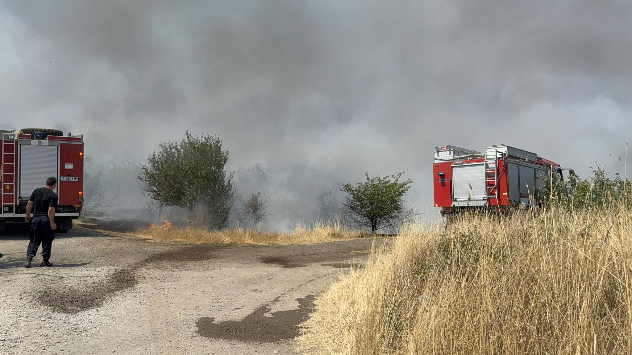 Огромен пожар се разрази в местността Острицата между бургаския квартал
