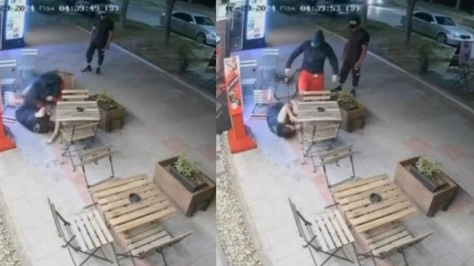 Кадри от побоя над беззащитната жена, заснет от охранителните камери.