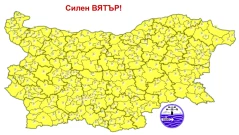 Жълт код за силен вятър в цялата страна във вторник