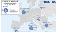 Frontex: През 2025 г. броят на нелегалните мигранти, влизащи в Европа, е намалял с 26%